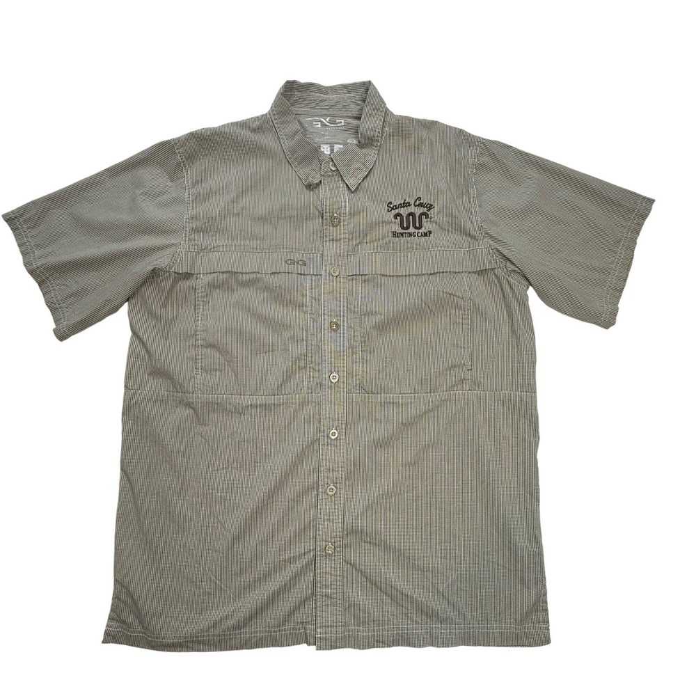 GameGuard Mens Santa Cruz Hunting Camp Fishing Shirt Green Check UPF 30 Large‎